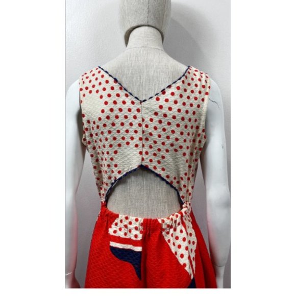 1960'S VINTAGE SAILBOAT CUTOUT MOD MAXI DRESS 6/8 - Picture 7 of 8